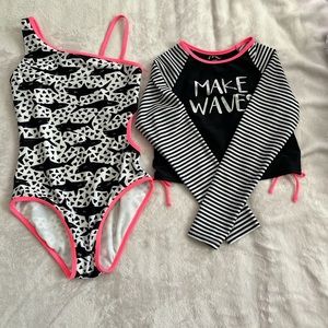 Art class one-piece shark bathing suit and rash guard (Target)